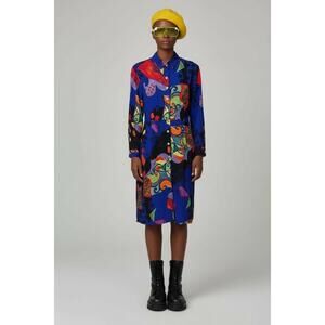 Vintage Women’s Melissa Collection Funky Art Deco Abstract Print Shirt Dress 4